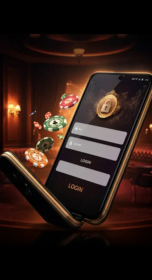 Een overzicht van het mobiele inlogscherm van Golden Panda Casino met velden voor e-mail en wachtwoord, en een weergave van de veilige en gebruiksvriendelijke interface op een smartphone.